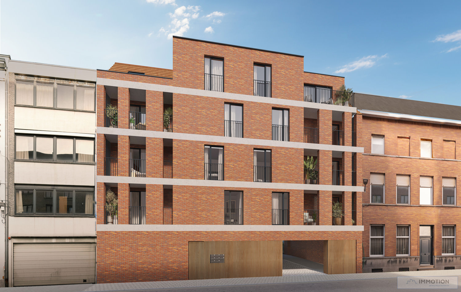 Centraal gelegen in het hartje van Kortrijk : nieuwbouw project met 8 appartementen met 2 slpk, terras en parkeerplaats